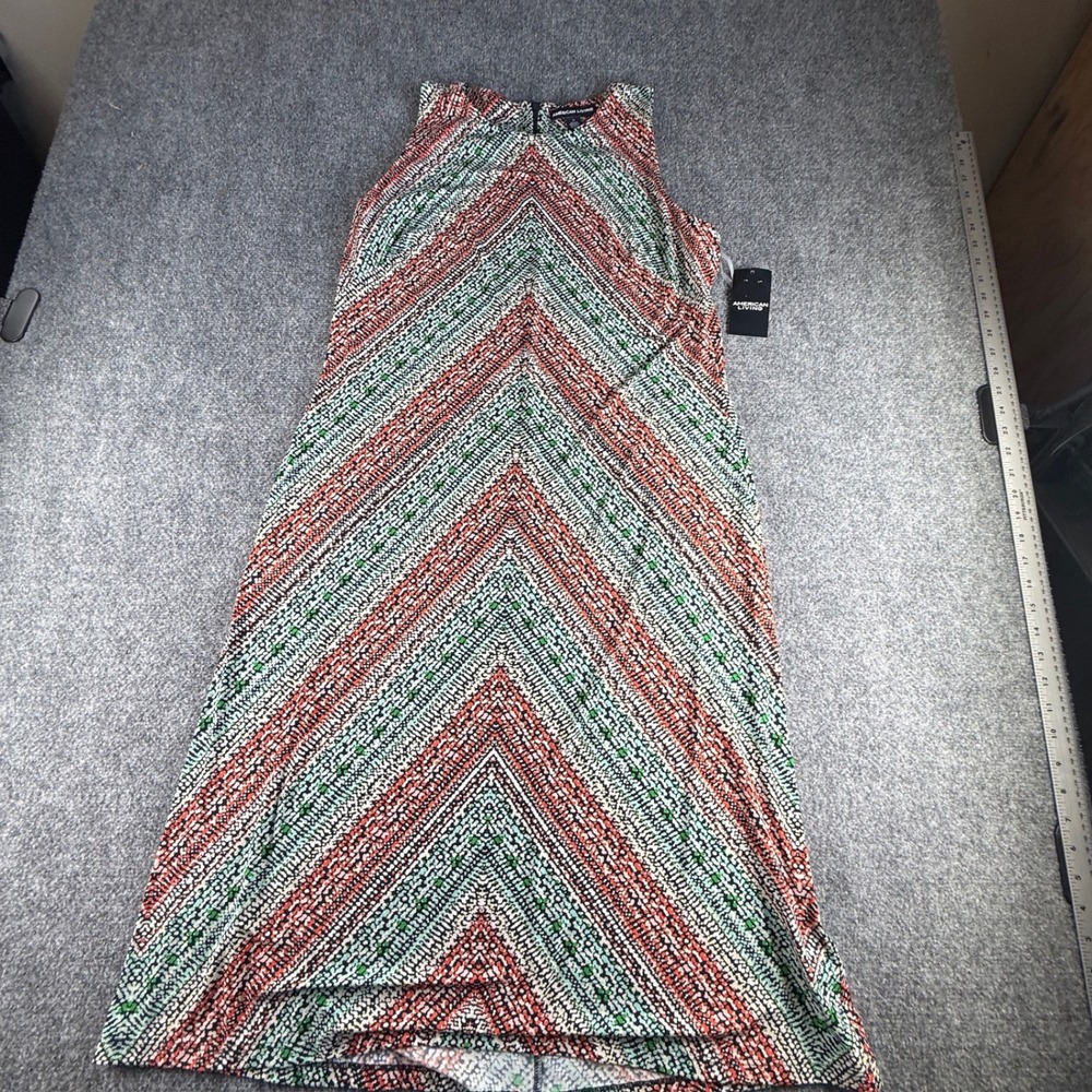 American Living Womens Geometric Chevron Sleeveless Sheath Midi Dress 16 NEW